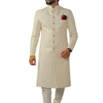 Square Pattern Embroidered White Sherwani | Father Son Combo | Sequin Work | Jaipurio